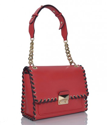 Кожаная сумка Karl Lagerfeld Whipstitch со съемным плечевым ремнем красная