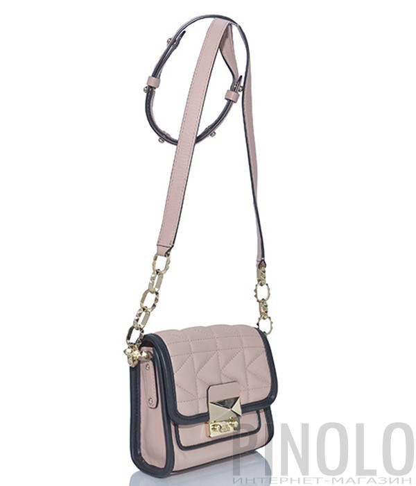 Кожаная сумка через плечо Karl Lagerfeld Kuilted комбинированная розово-черная