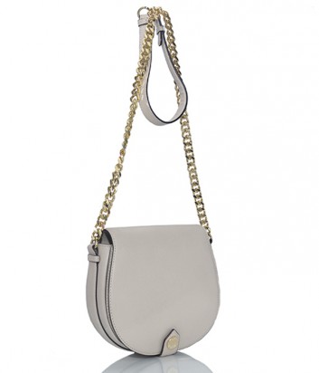 Кожаная сумка через плечо Karl Lagerfeld Chain полукруглой формы бежевая