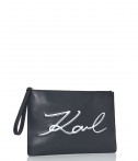 Кожаный клатч Karl Lagerfeld Signature черный