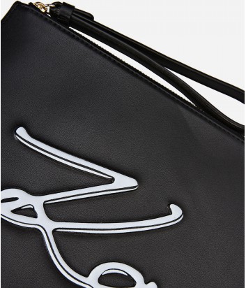 Кожаный клатч Karl Lagerfeld Signature черный