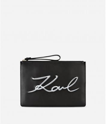Кожаный клатч Karl Lagerfeld Signature черный