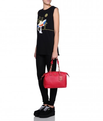 Кожаная сумка Karl Lagerfeld Grainy с высокими ручками красная