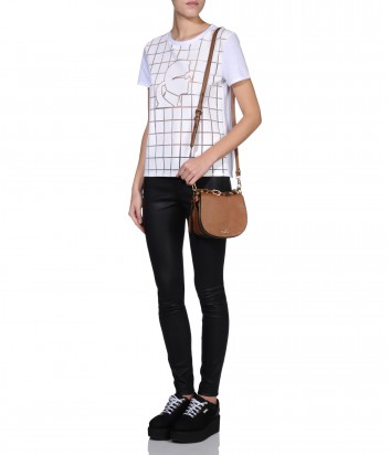 Кожаная сумочка через плечо Karl Lagerfeld Grainy коричневая