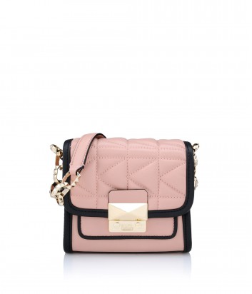 Кожаная сумка через плечо Karl Lagerfeld Kuilted комбинированная розово-черная