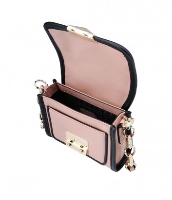 Кожаная сумка через плечо Karl Lagerfeld Kuilted комбинированная розово-черная