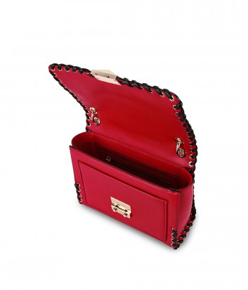 Кожаная сумка Karl Lagerfeld Whipstitch со съемным плечевым ремнем красная