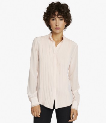 Шелковая блуза с плиссировкой Karl Lagerfeld цвета пудры