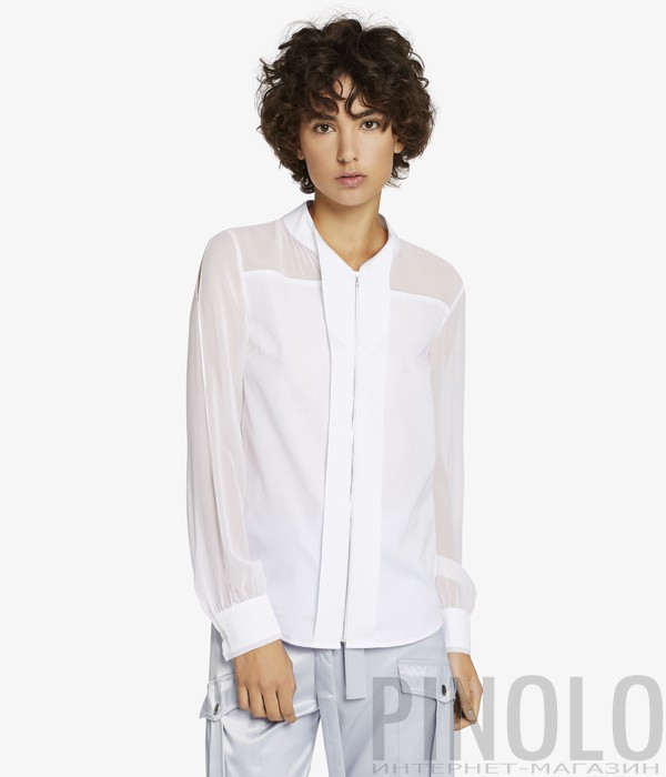 Шелковая блуза на молнии Karl Lagerfeld белая