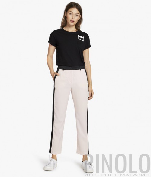 Классические брюки Karl Lagerfeld розовые с черными деталями