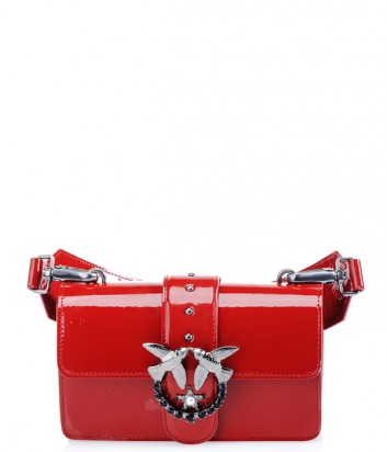 Кожаная лаковая сумка Pinko Love Bag с короткой ручкой красная