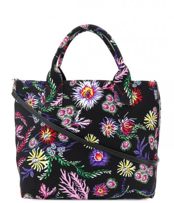 Черная сумка шоппер Pinko Capasanta с ярким цветочным притном