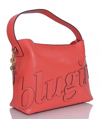 Сумка-шоппер Blugirl Blumarine с надписью бренда коралловая