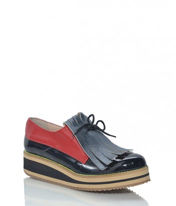 Лаковые туфли Leo Studio Design комбинированные черные с красным
