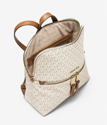 Кожаный рюкзак Michael Kors Rhea Slim Logo ванильный