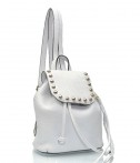 Кожаный рюкзак Rebecca Minkoff декорированный заклепками белый