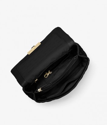 Стеганная кожаная сумка Michael Kors Sloan Large с золотой фурнитурой черная