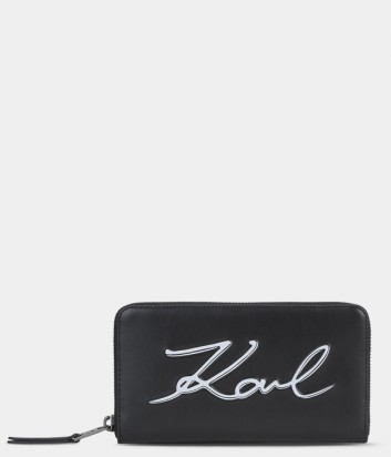 Кожаное портмоне Karl Lagerfeld Signature на молнии черное