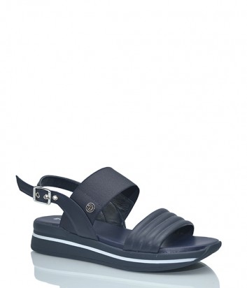 Кожаные сандалии Baldinini с эластичной шлейкой темно-синие