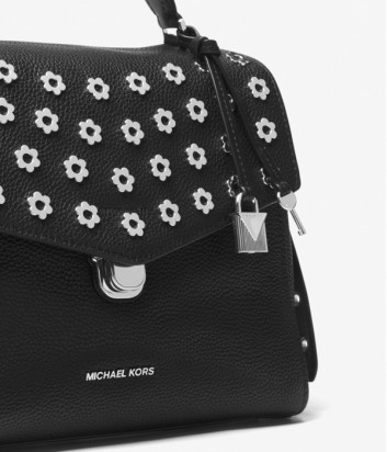 Кожаная сумка Michael Kors Bristol Floral черная с заклепками в виде цветов