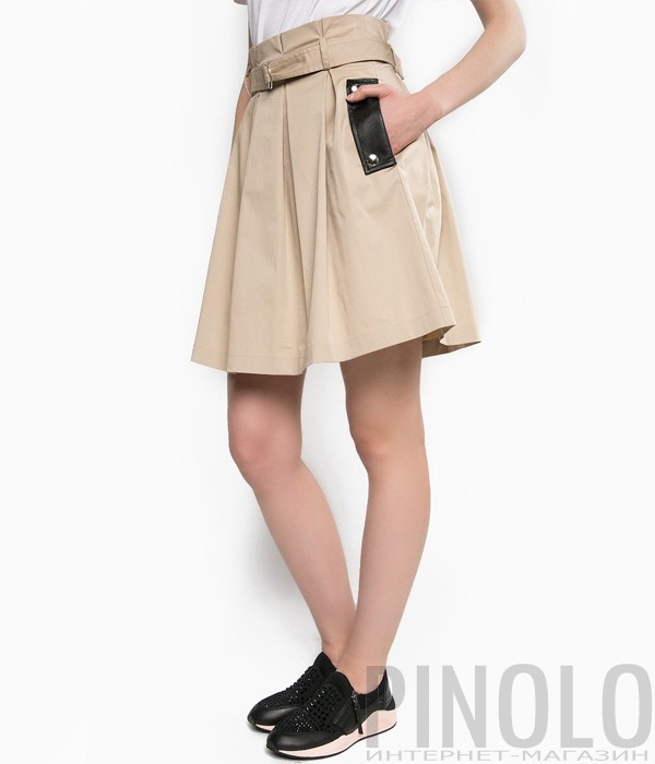 Расклешенная юбка PINKO с карманами бежевая