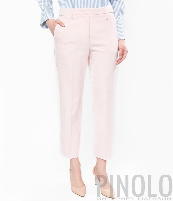Классические укороченные брюки PINKO со стрелками цвета пудры