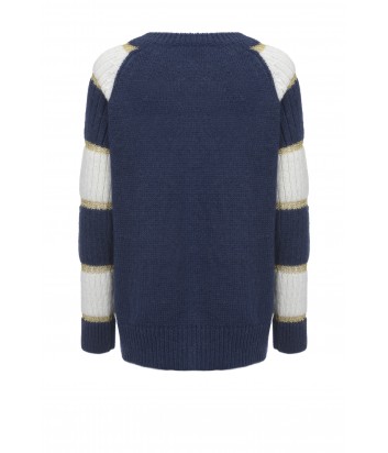 Длинный свитер PINKO с узором в сине-белую полоску