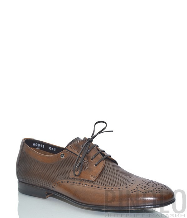 Кожаные туфли Mario Bruni 60811 с перфорированным узором рыже-коричневые