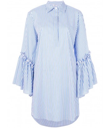 Платье-рубашка P.A.R.O.S.H. с расклешенными рукавами в бело-голубую полоску