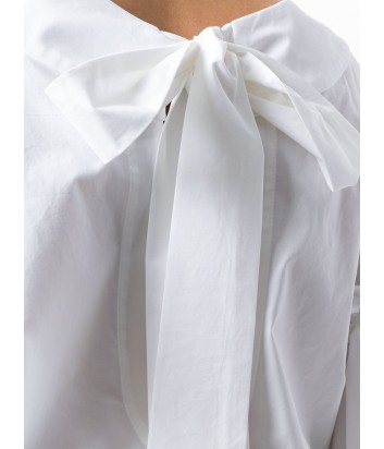 Хлопковая блуза P.A.R.O.S.H. с красивым бантом на спине белая