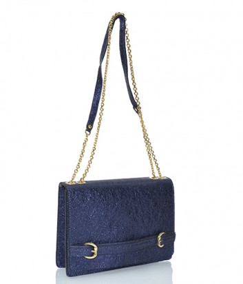 Кожаная сумочка Gianni Chiarini 6046 с глиттерным покрытием синяя