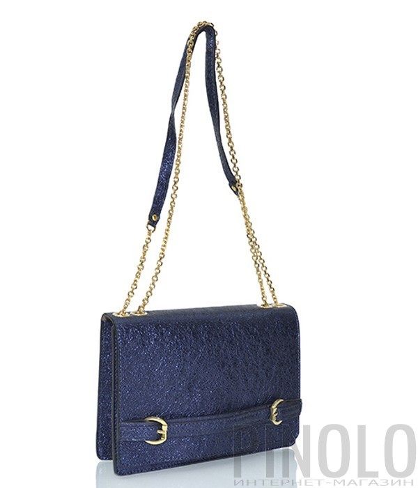 Кожаная сумочка Gianni Chiarini 6046 с глиттерным покрытием синяя