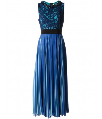Длинное платье в пол MSGM с кружевными вставками синее