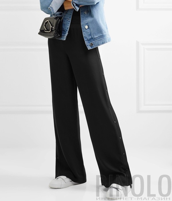 Шелковые широкие брюки Karl Lagerfeld с пуговицами по бокам