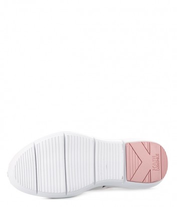 Белые кожаные кроссовки Karl Lagerfeld с розовыми вставками
