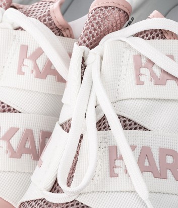 Белые кожаные кроссовки Karl Lagerfeld с розовыми вставками