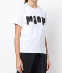 Белая футболка MSGM логотип декорирован бисером
