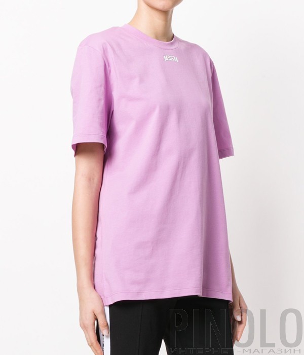 Лиловая футболка MSGM с логотипом на спине