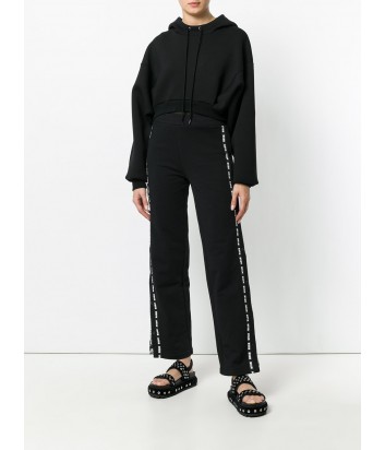 Черные женские брюки MSGM с надписями по бокам