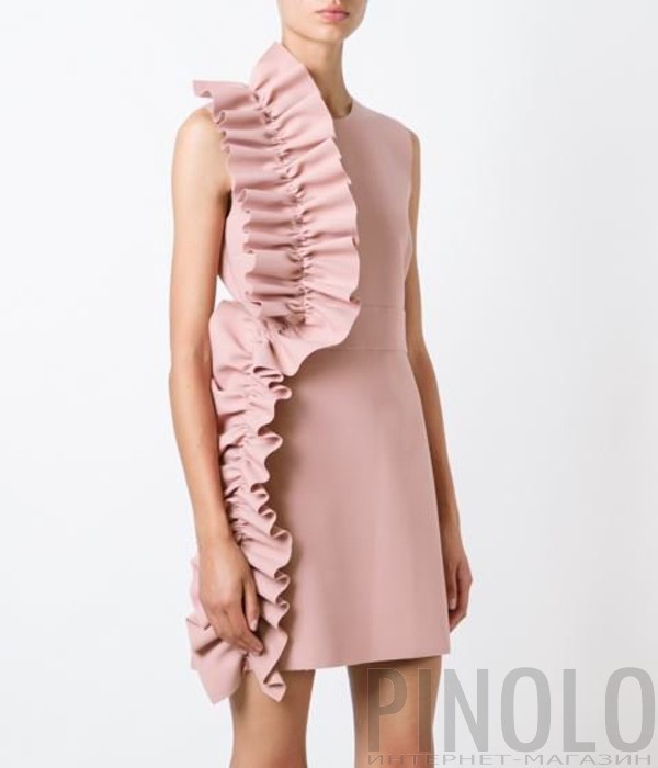 Нежно-розовое платье MSGM с крупными воланами