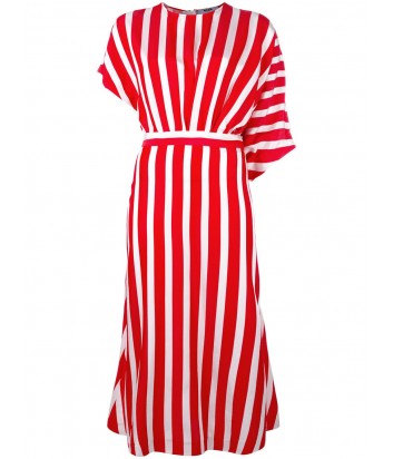 Легкое платье миди MSGM в красно-белую полоску