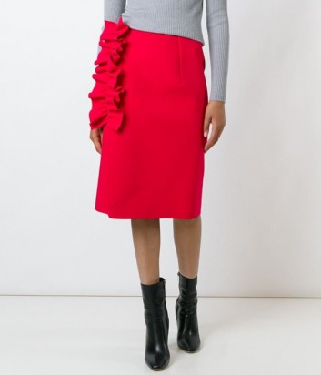 Красная юбка-миди MSGM с крупными рюшами