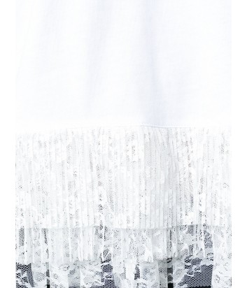 Белая футболка MSGM с оборками и завязками на спине