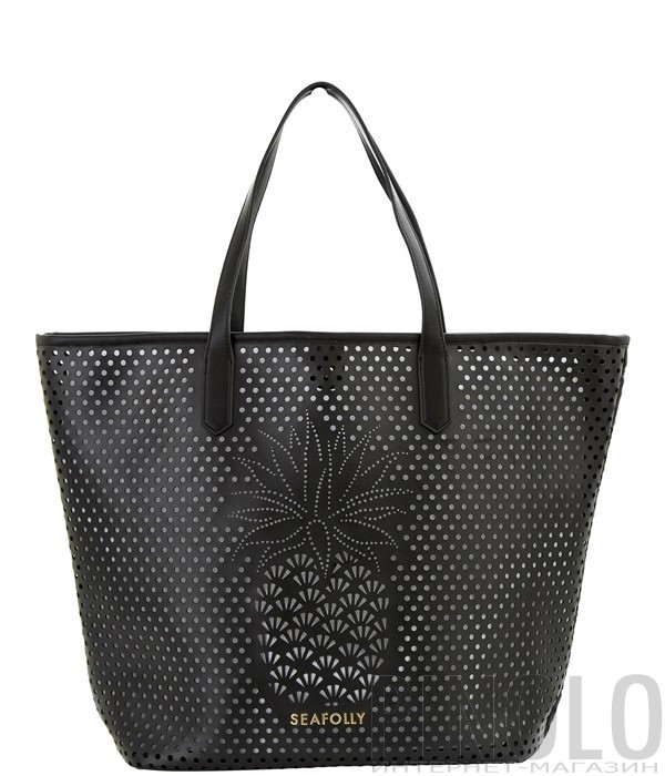 Пляжная сумка Seafolly 71377-BG с перфорацией в виде ананаса черная