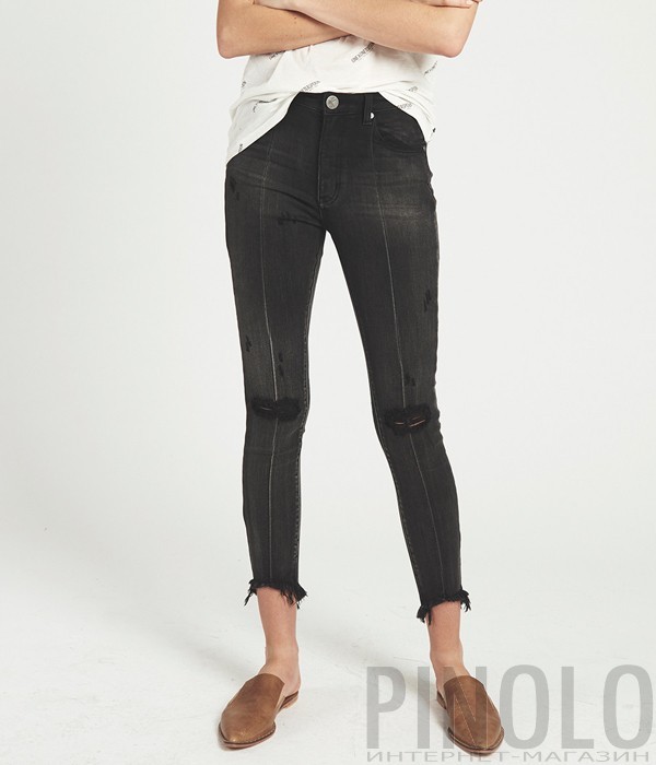 Укороченные джинсы скинни One Teaspoon Paris Freebirds черные