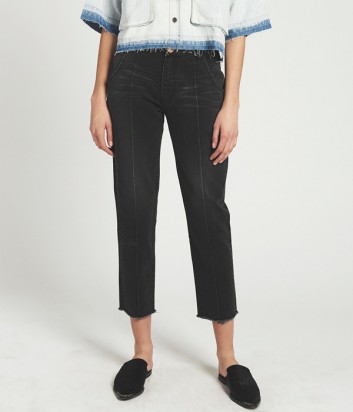 Укороченные женские джинсы One Teaspoon Anchor с вертикальными стрелками черные