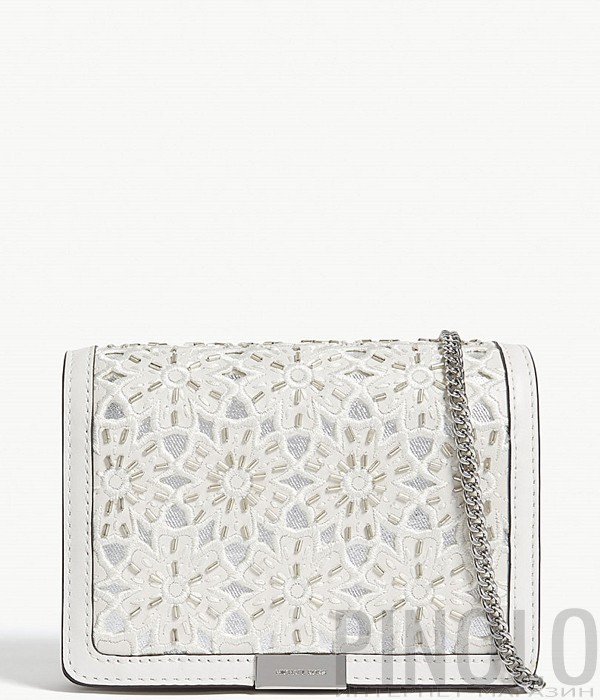 Кожаная сумка Michael Kors Jade с цветочным резным рисунком белая