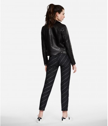 Кожаная куртка косуха Karl Lagerfeld IKONIK ODINA на молнии черная