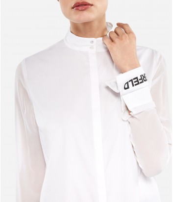 Длинная рубашка Karl Lagerfeld с брендированными манжетам белая