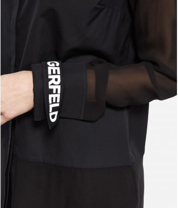 Длинная рубашка Karl Lagerfeld с брендированными манжетам черная